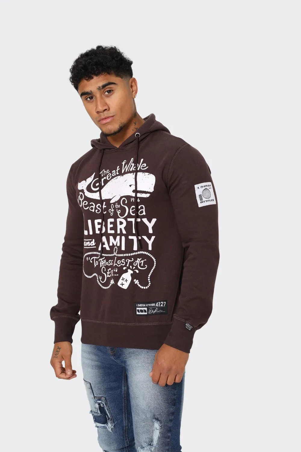 Nautical Whale Graphic Print Hoodie
