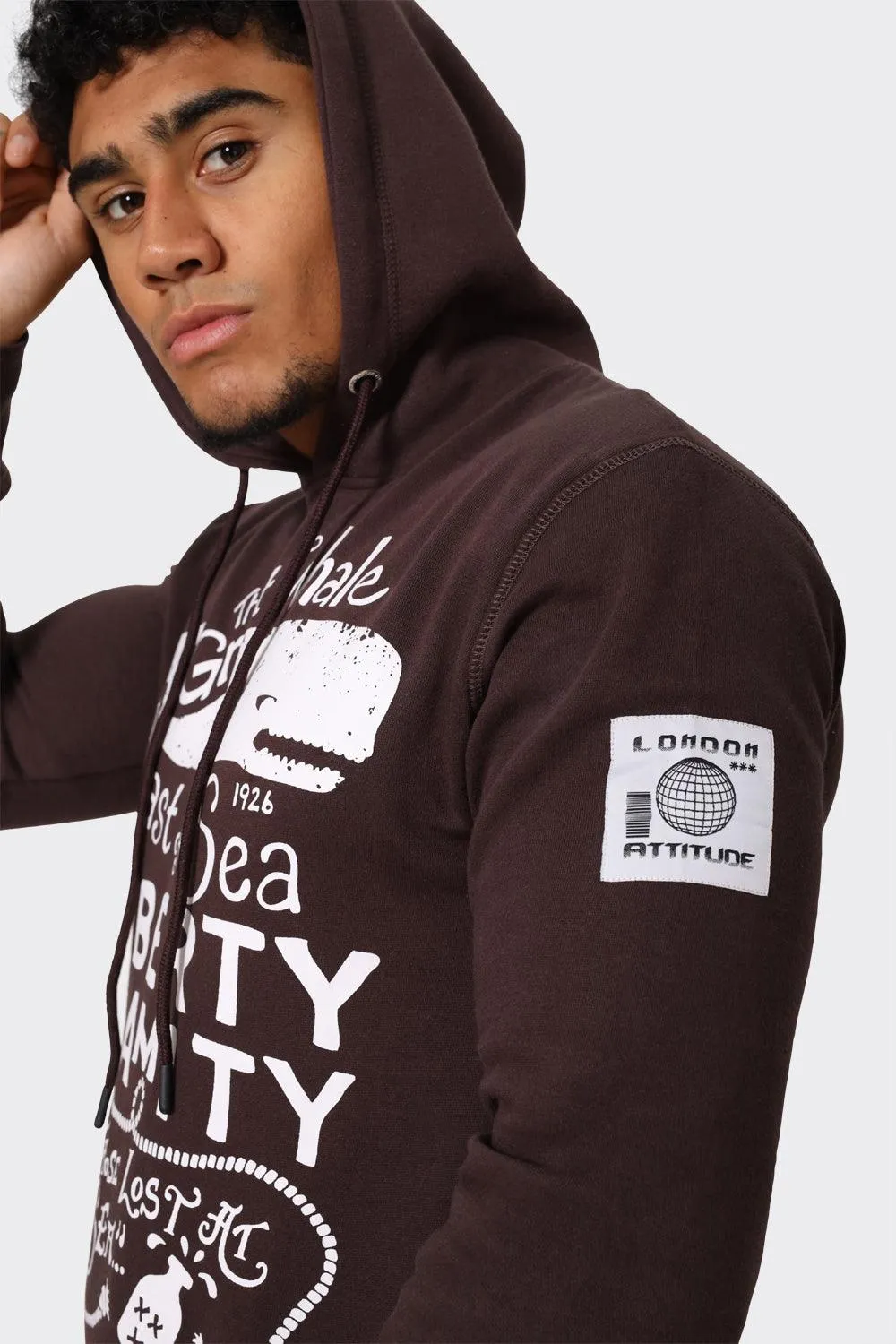 Nautical Whale Graphic Print Hoodie