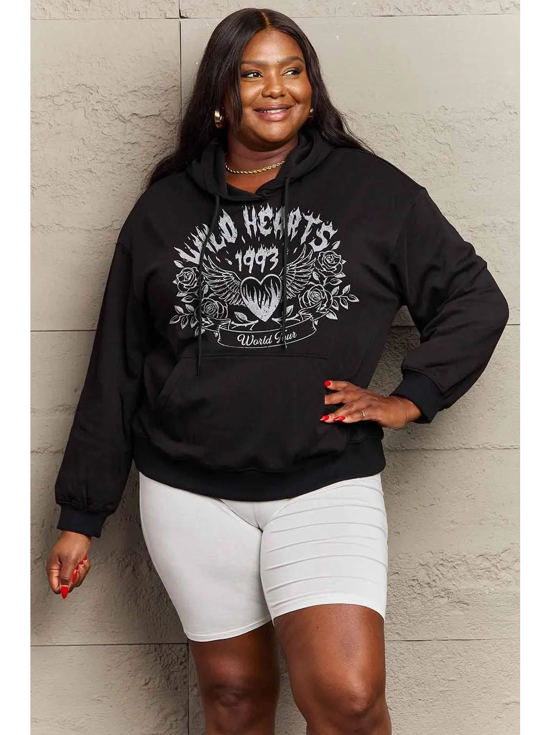 NicholesGifts Women Simply Love Full Size Wild Hearts 1993 World Tour Graphic Hoodie