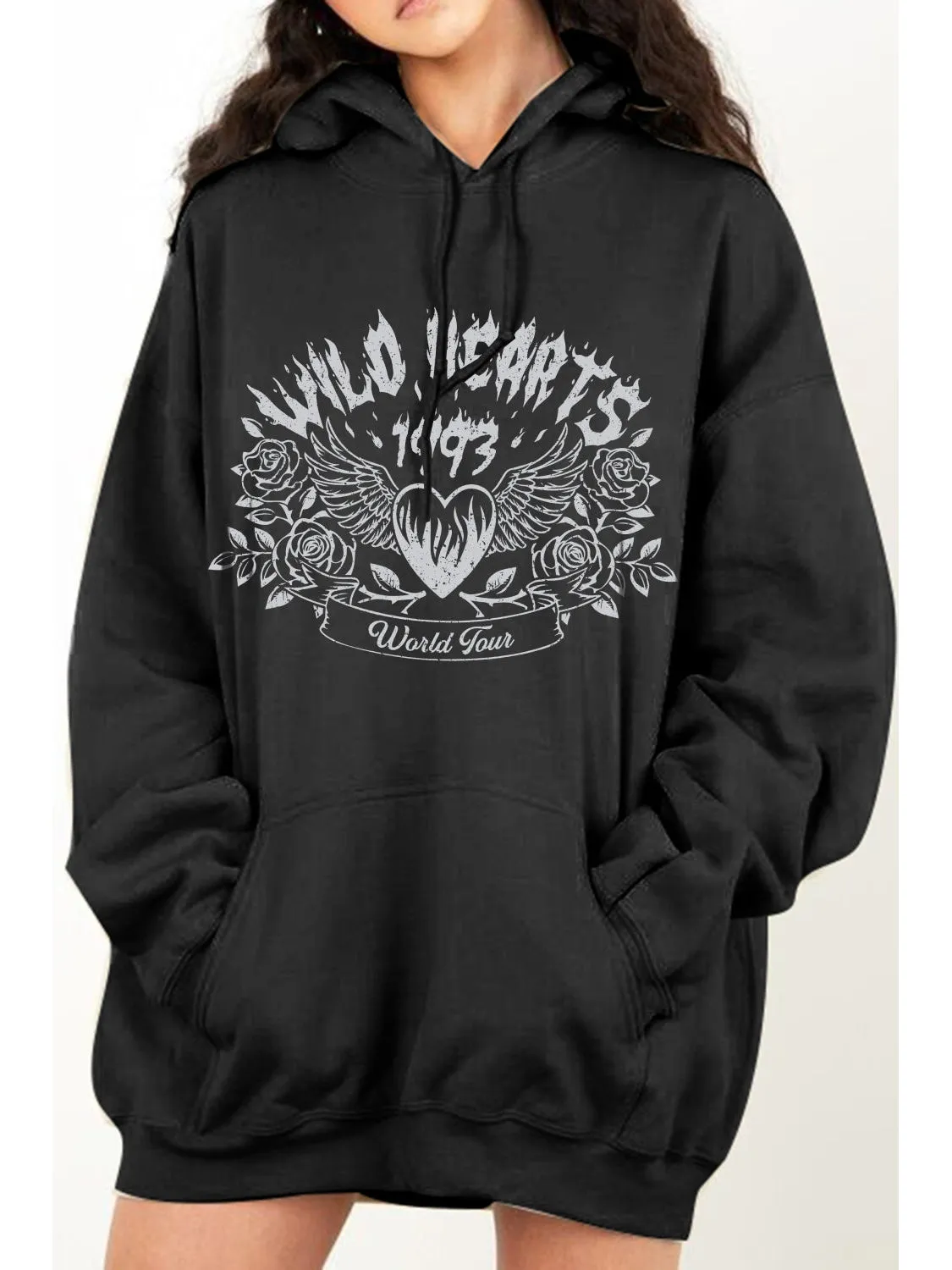 NicholesGifts Women Simply Love Full Size Wild Hearts 1993 World Tour Graphic Hoodie