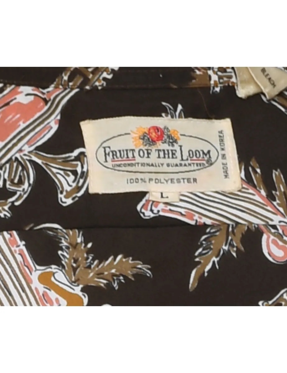 Novelty Print 1970s Shirt - L