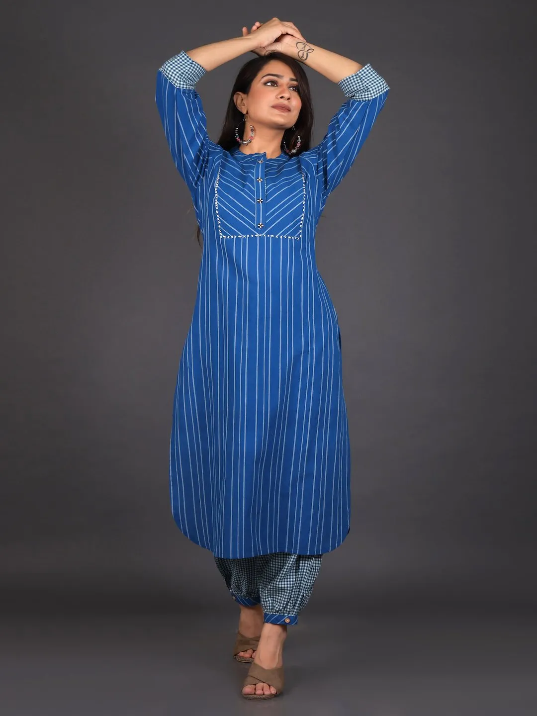 Ocean Blue Lantern Pant Kurta Set