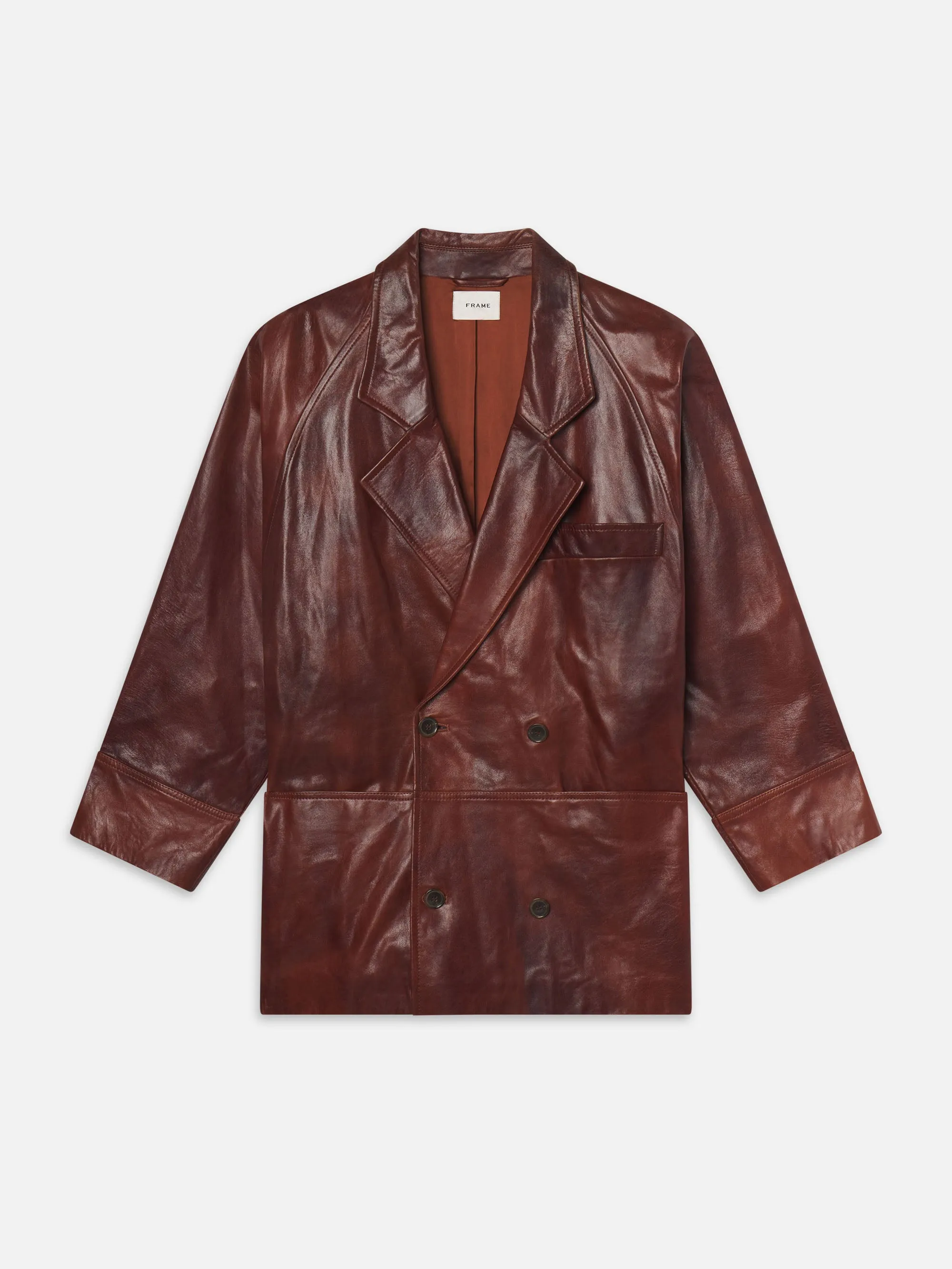 Oversized Leather Jacket -- Bourbon