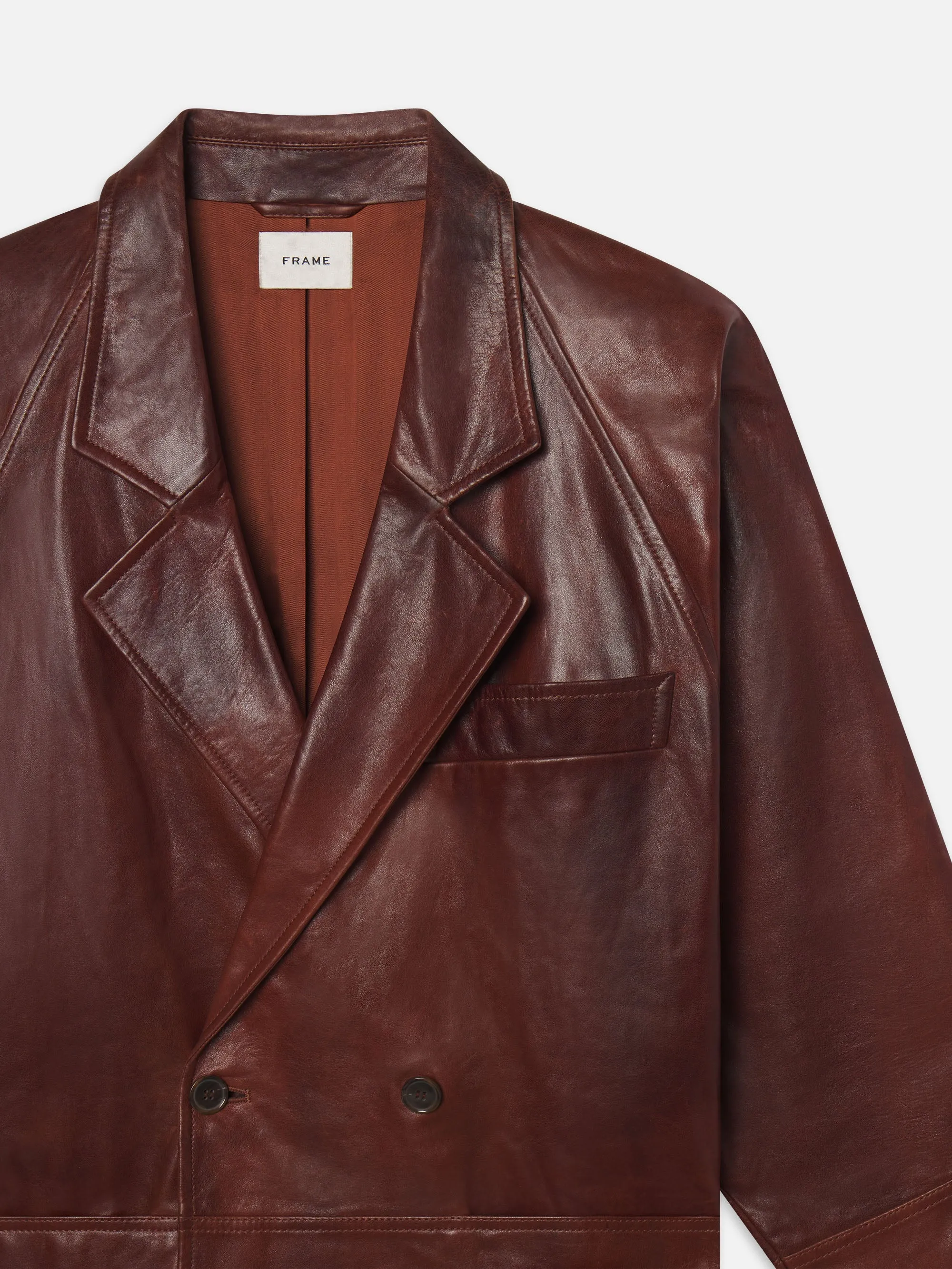 Oversized Leather Jacket -- Bourbon