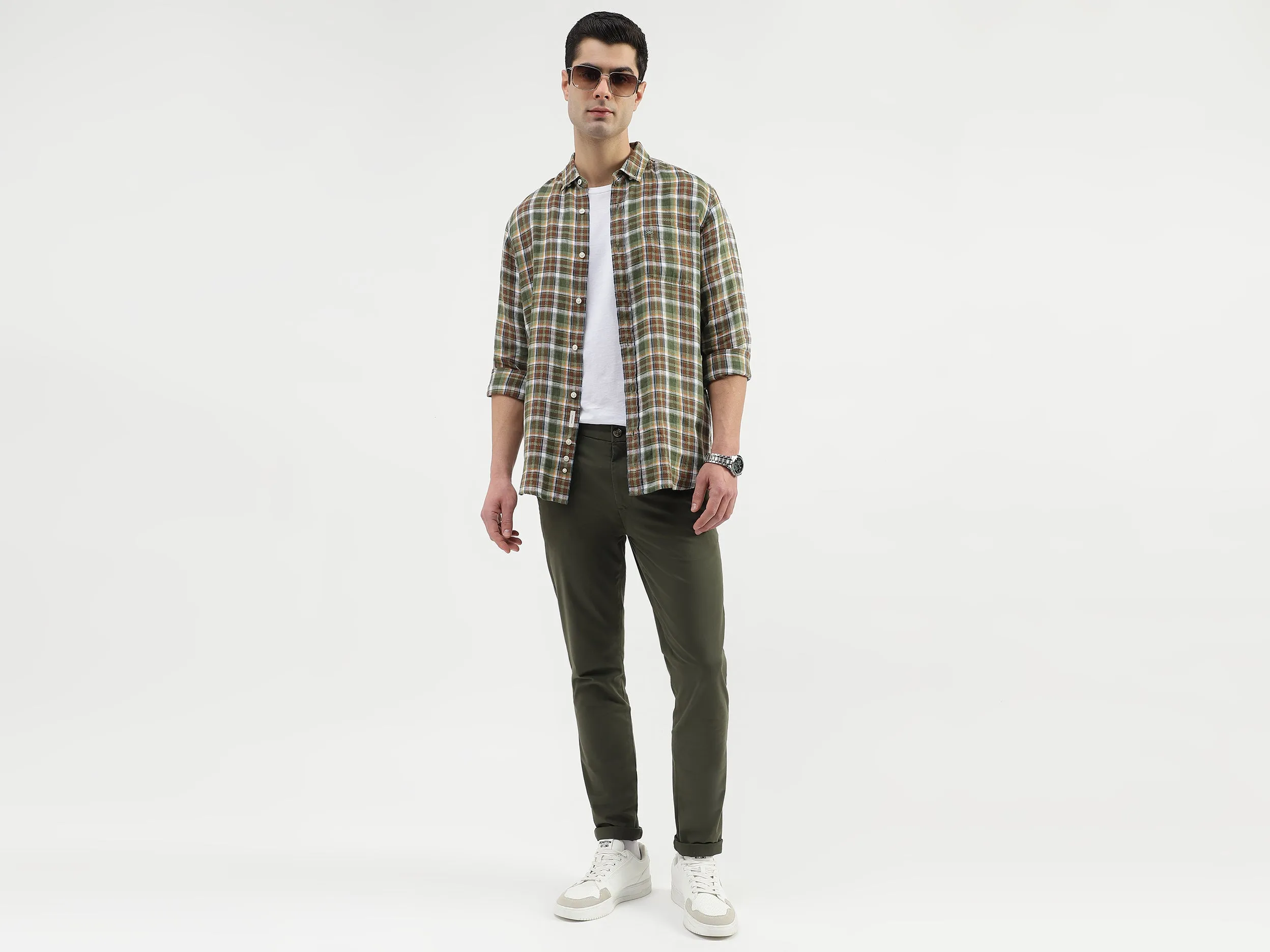Regular Fit Button Down Collar Checkered Shirts