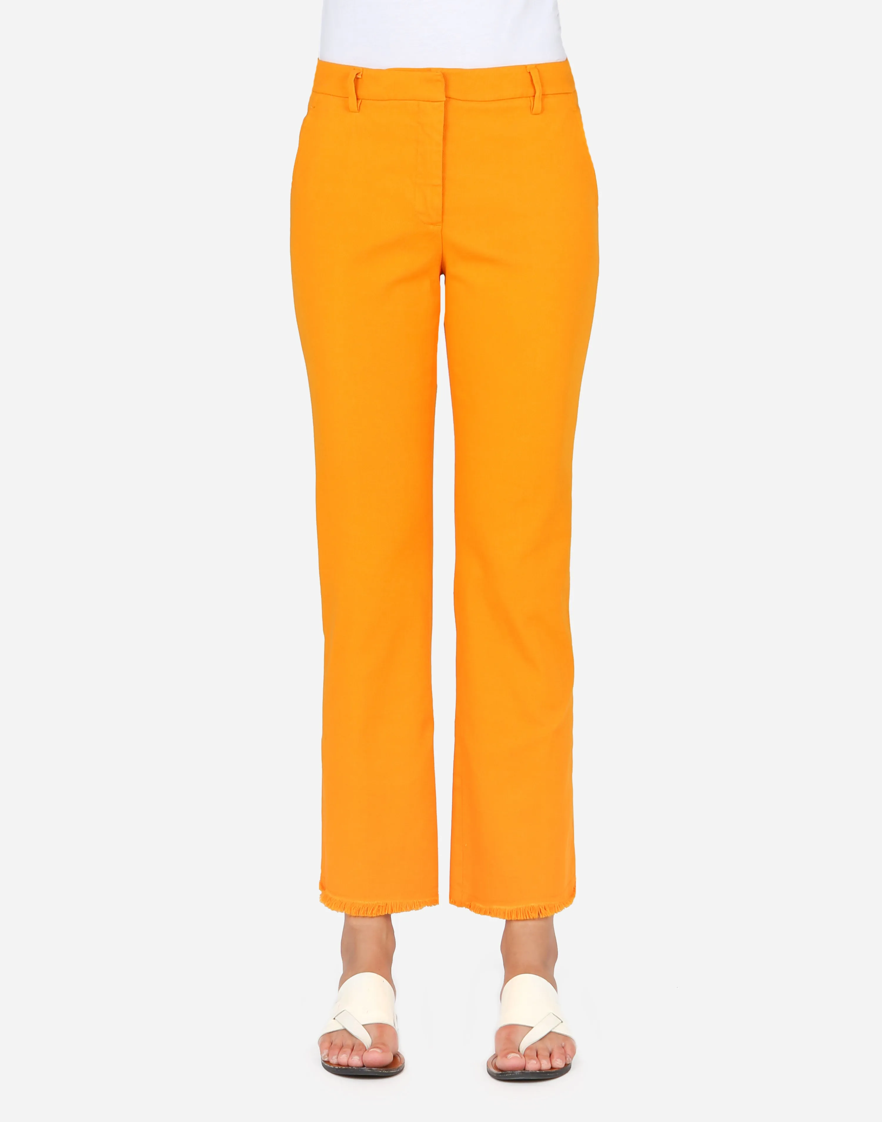 Ross Embroidered Hem Summer Jean - Orange