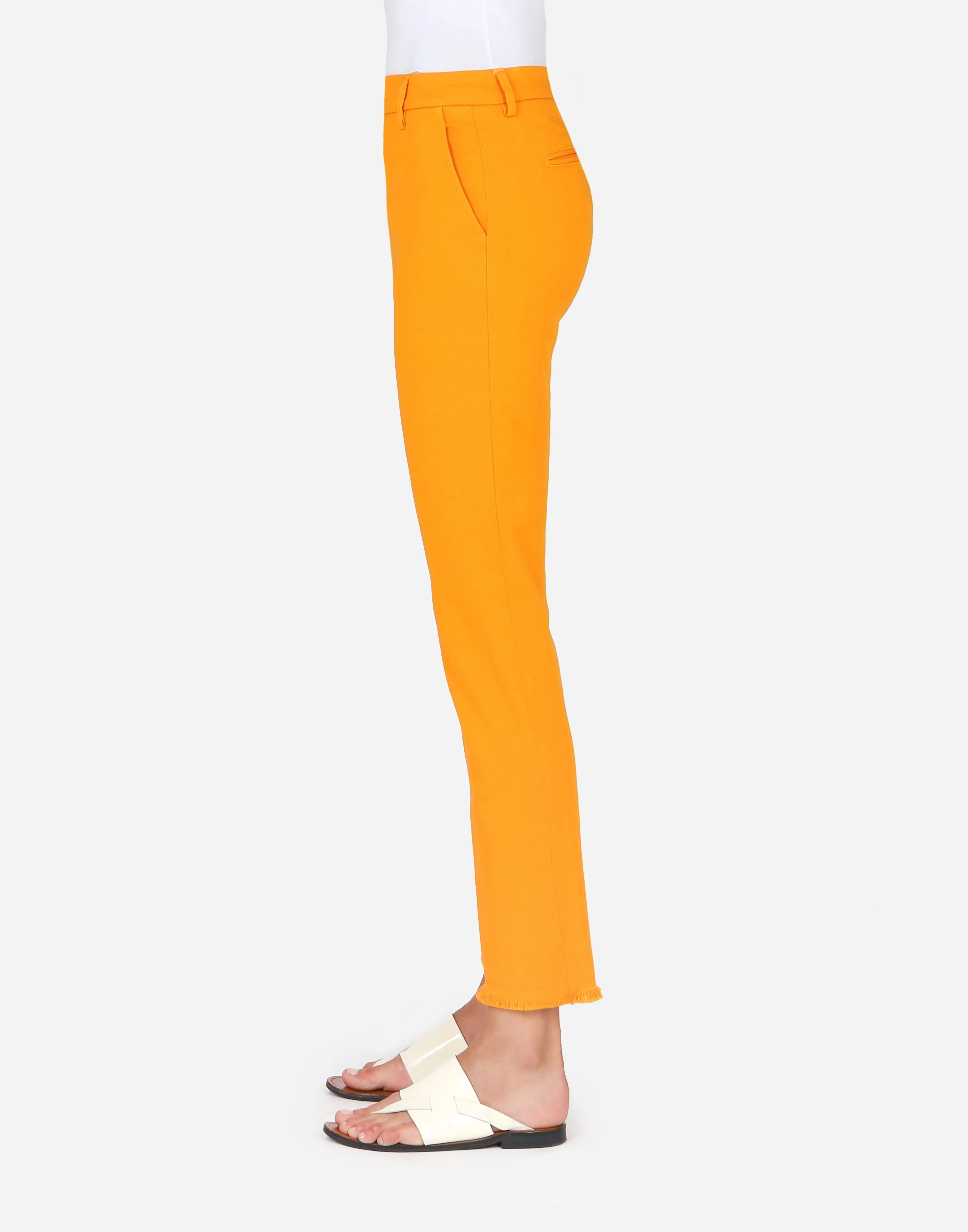 Ross Embroidered Hem Summer Jean - Orange
