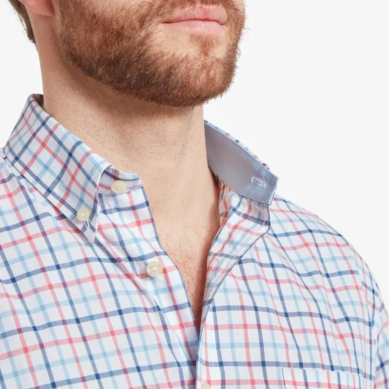 Schoffel Holkham Mens Shirt - French Navy/Sky Blue/Sun Coral