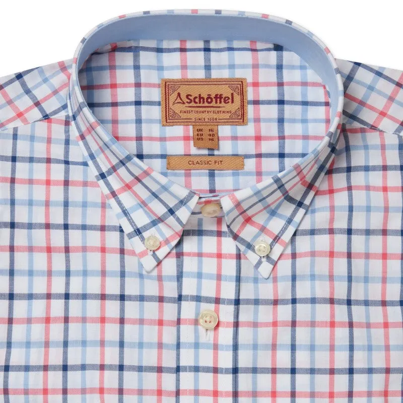 Schoffel Holkham Mens Shirt - French Navy/Sky Blue/Sun Coral