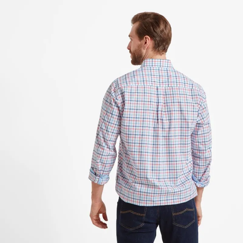Schoffel Holkham Mens Shirt - French Navy/Sky Blue/Sun Coral