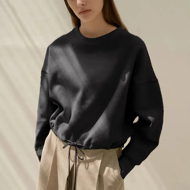 Sean Tsing® 100% Cotton Oversized Sweatshirts Women Long Sleeve Solid Color Drawstring Hoodie Casual Streetwear Pullovers Winter