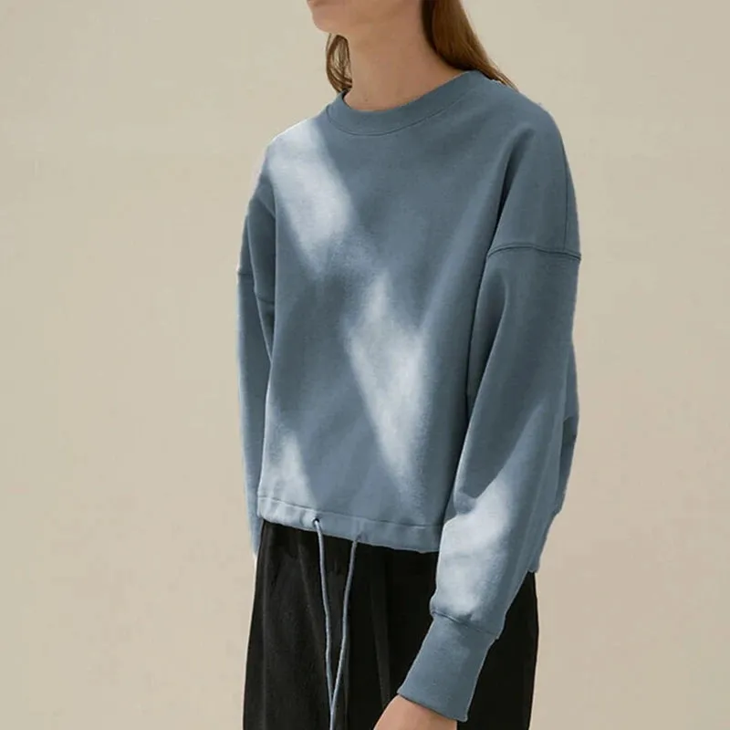 Sean Tsing® 100% Cotton Oversized Sweatshirts Women Long Sleeve Solid Color Drawstring Hoodie Casual Streetwear Pullovers Winter
