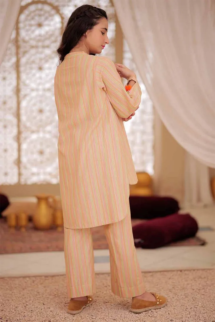 Senorita - GAC-02500 | Fawn & Multicolor  | Casual 2 Piece Suit | Karanadi Neon Dobby