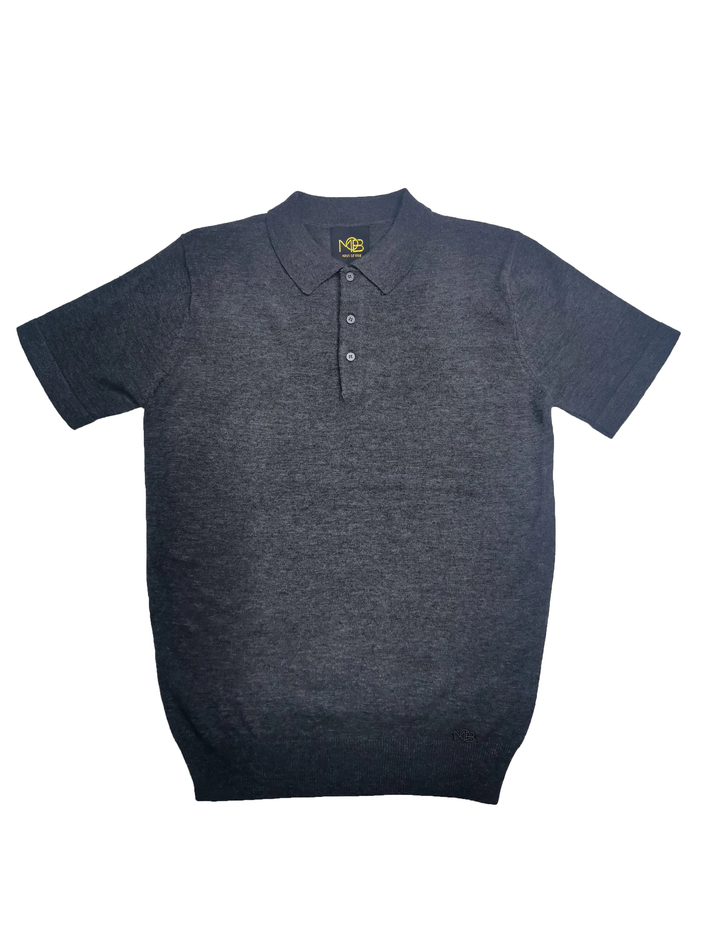 Short Sleeved knitted polo short Grey