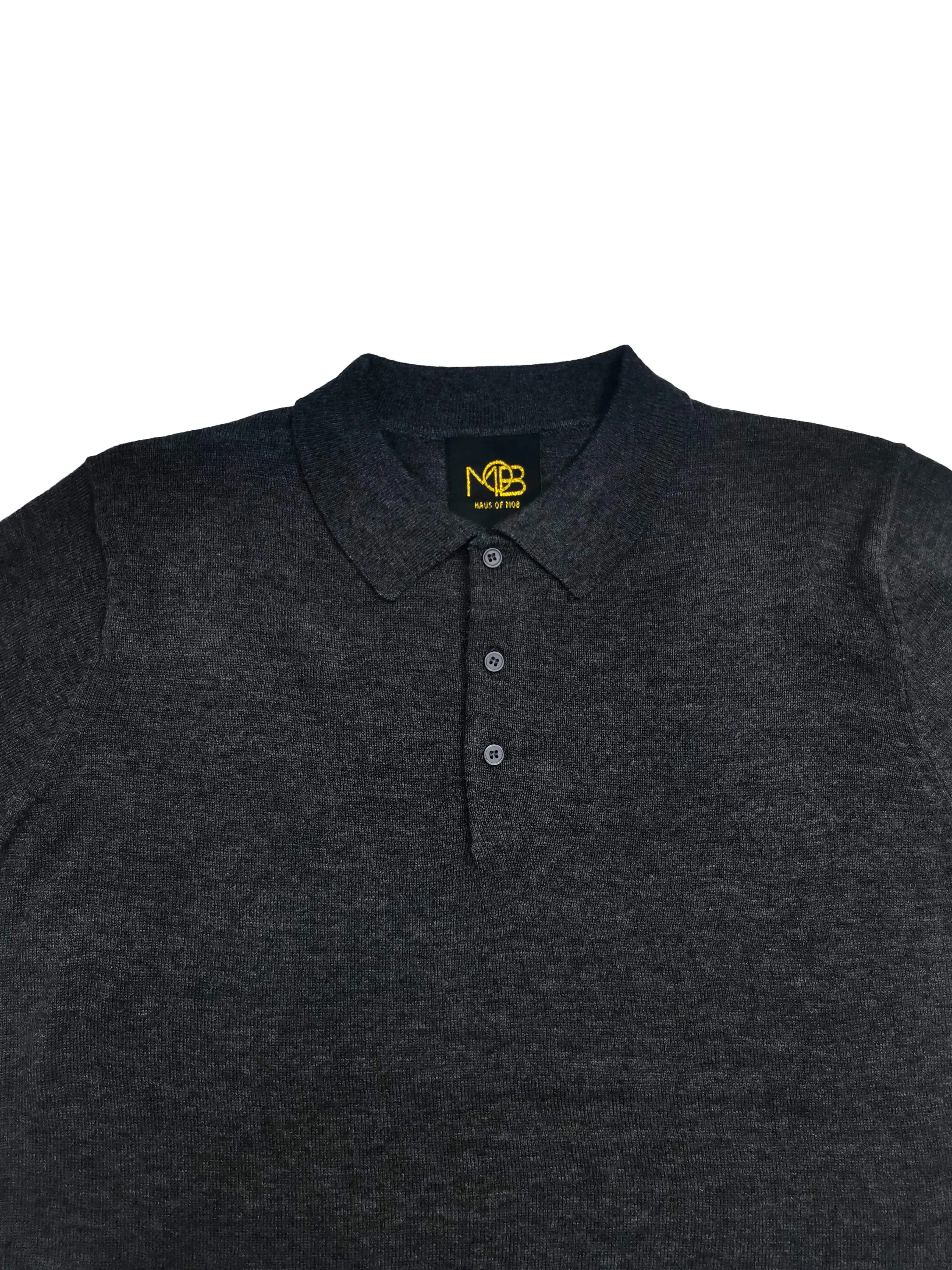 Short Sleeved knitted polo short Grey