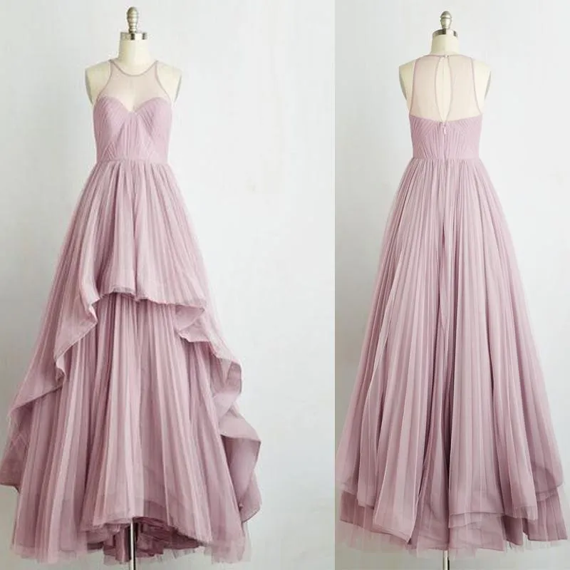Simple Design Long A-line Tulle Prom Dresses, Romantic Country Wedding Dresses , BG0353