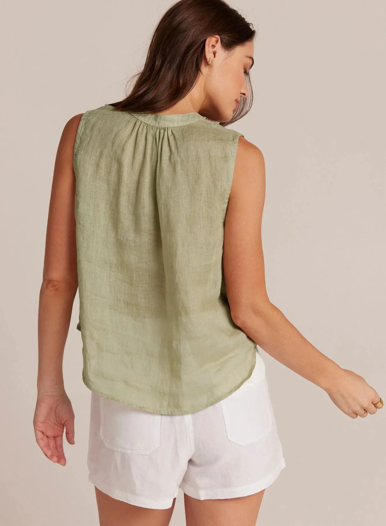 Sleeveless Shirred Blouse