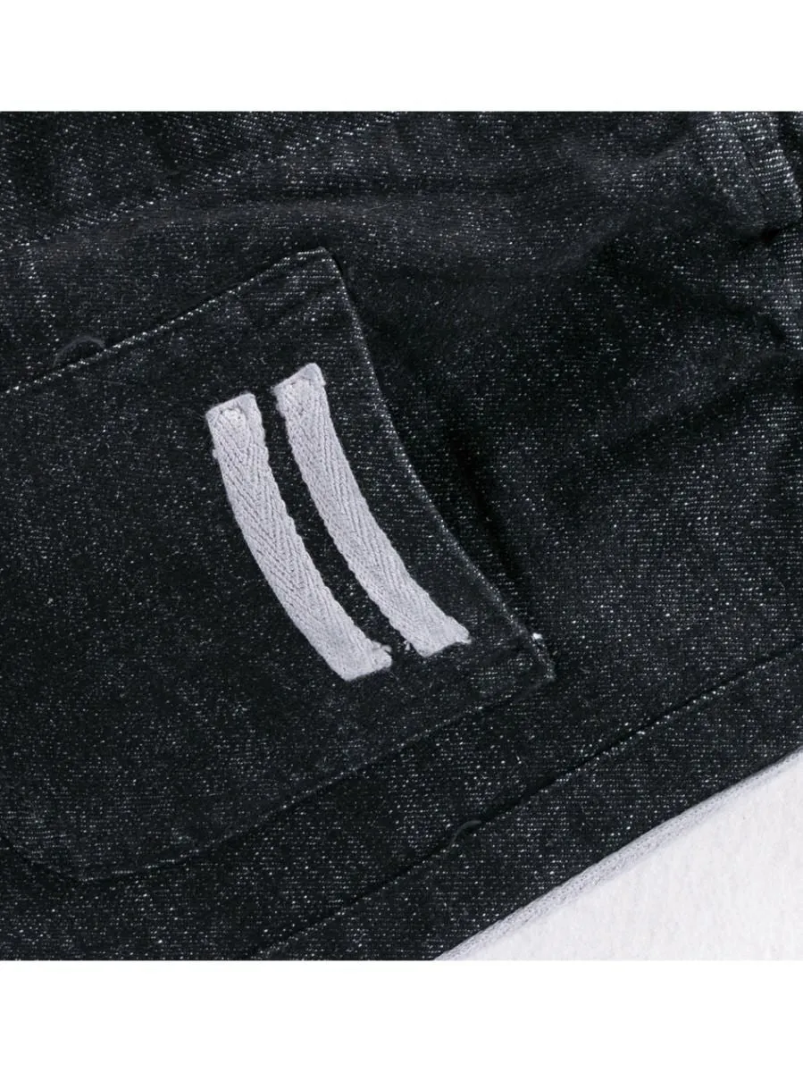Stylish Toddler Little Boy White Striped Black Jeans