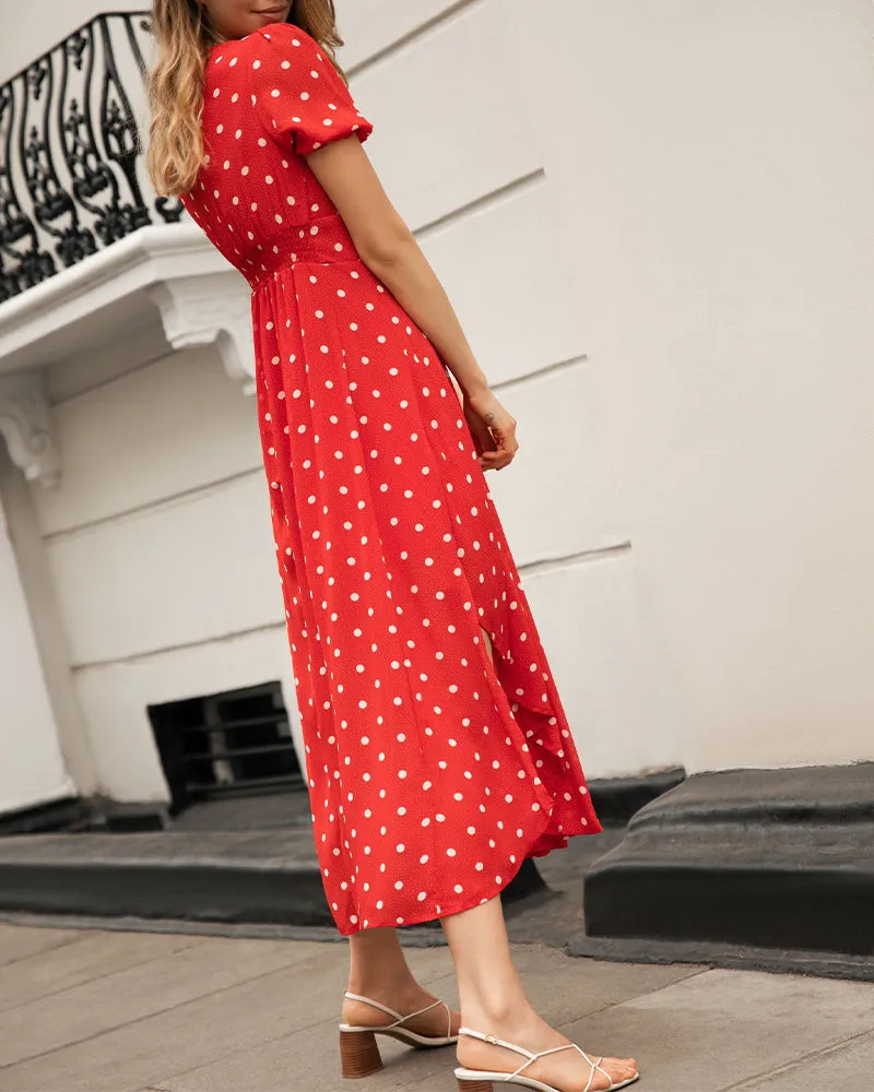TastyHottie - Romantic polka dot print waist dress