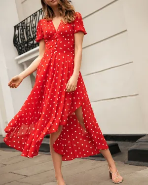 TastyHottie - Romantic polka dot print waist dress