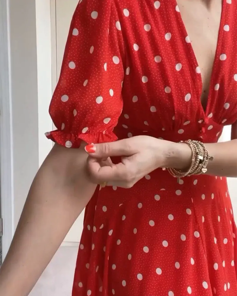 TastyHottie - Romantic polka dot print waist dress