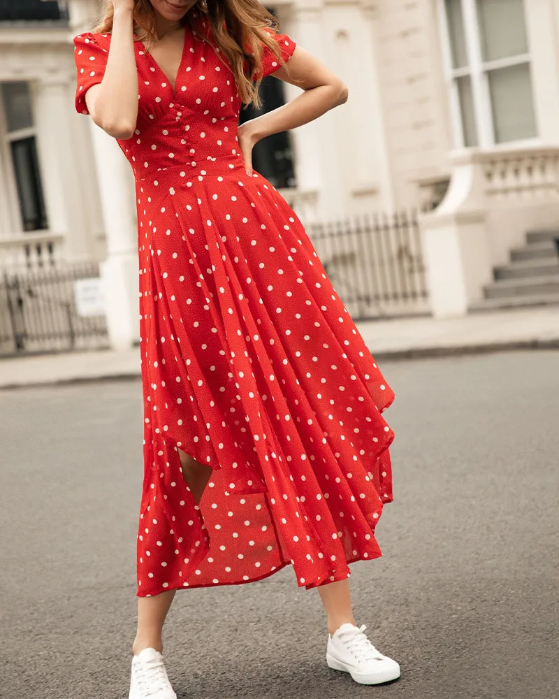 TastyHottie - Romantic polka dot print waist dress