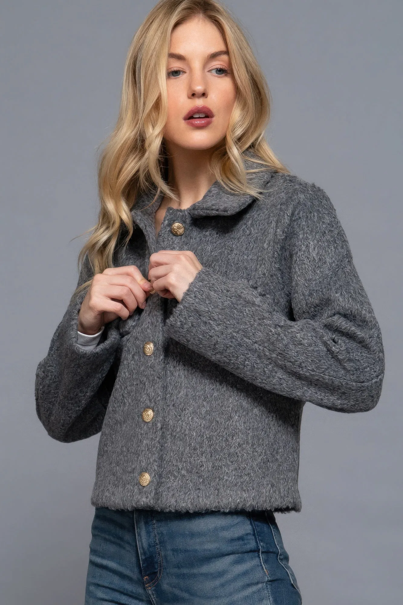Teddy Fleece Button Jacket