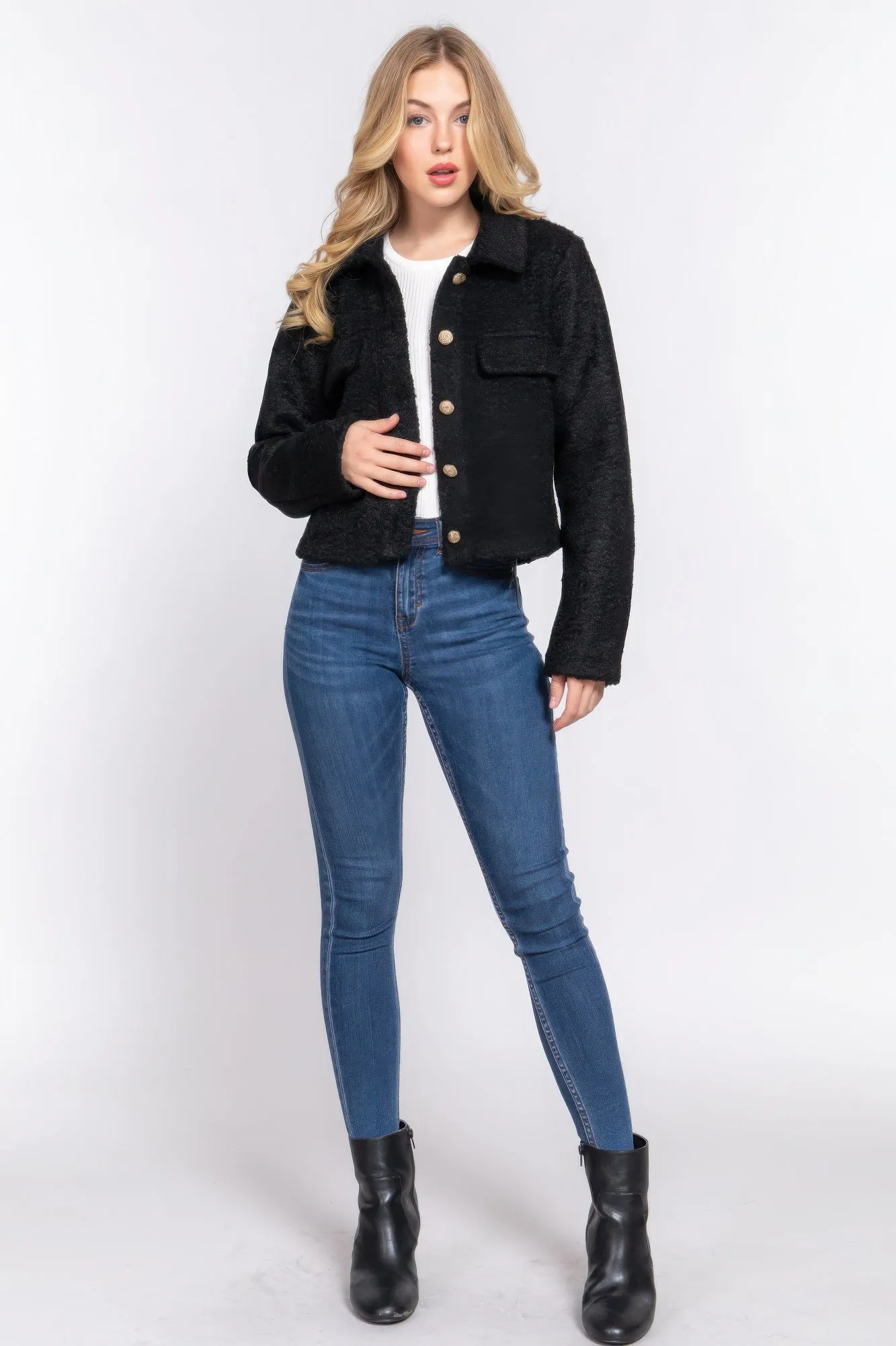 Teddy Fleece Button Jacket