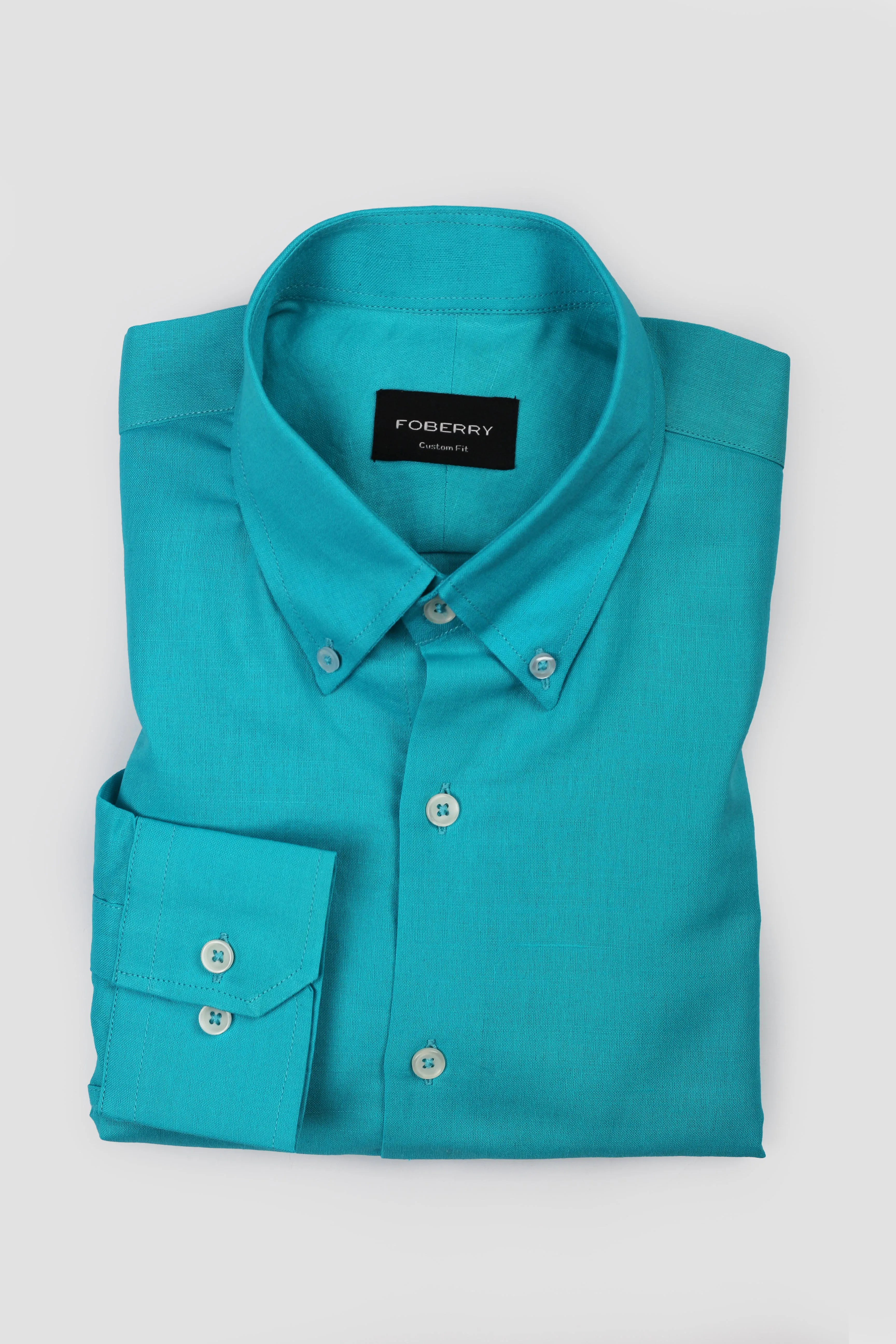 Turquoise Blue Italian Linen Shirt