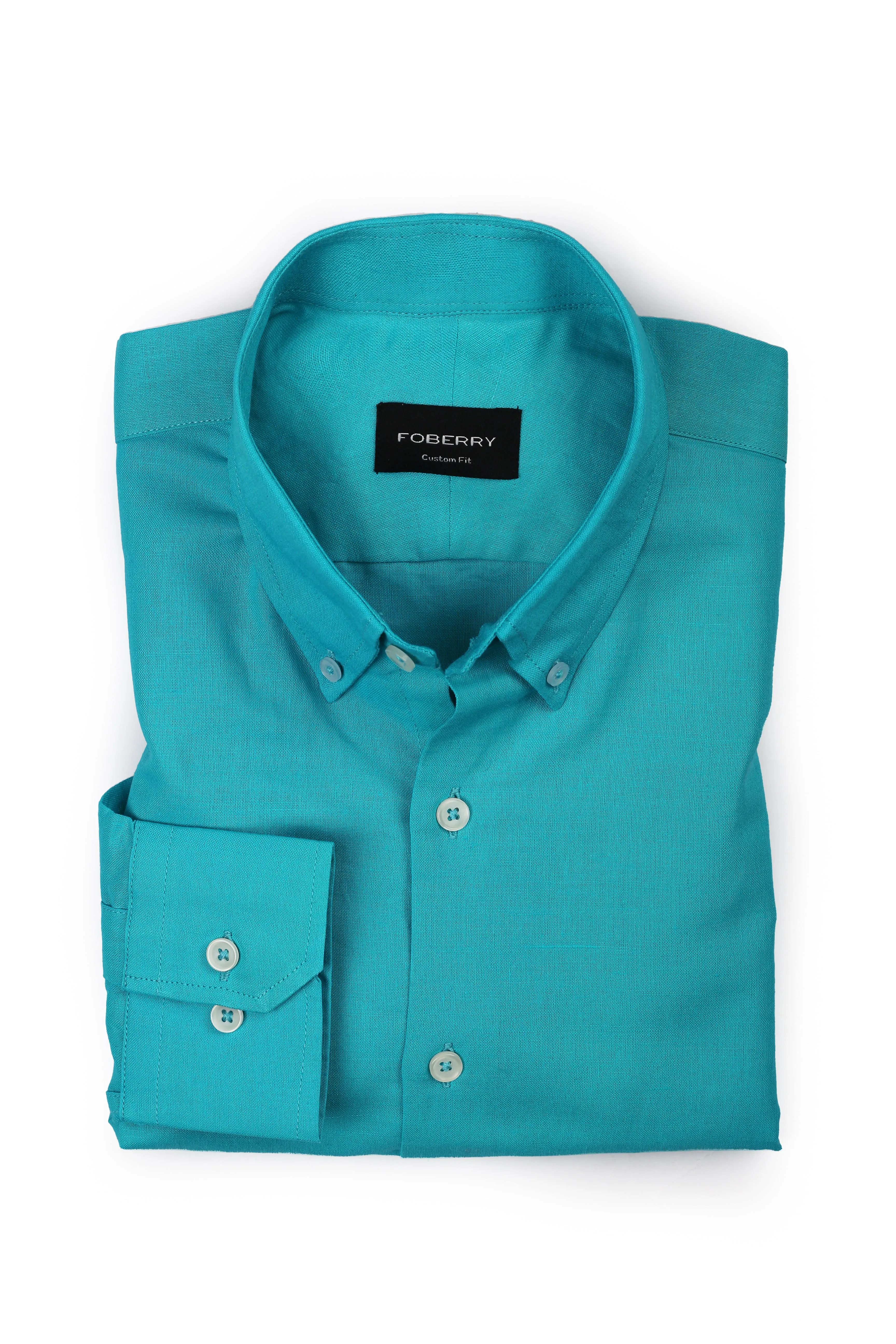 Turquoise Blue Italian Linen Shirt