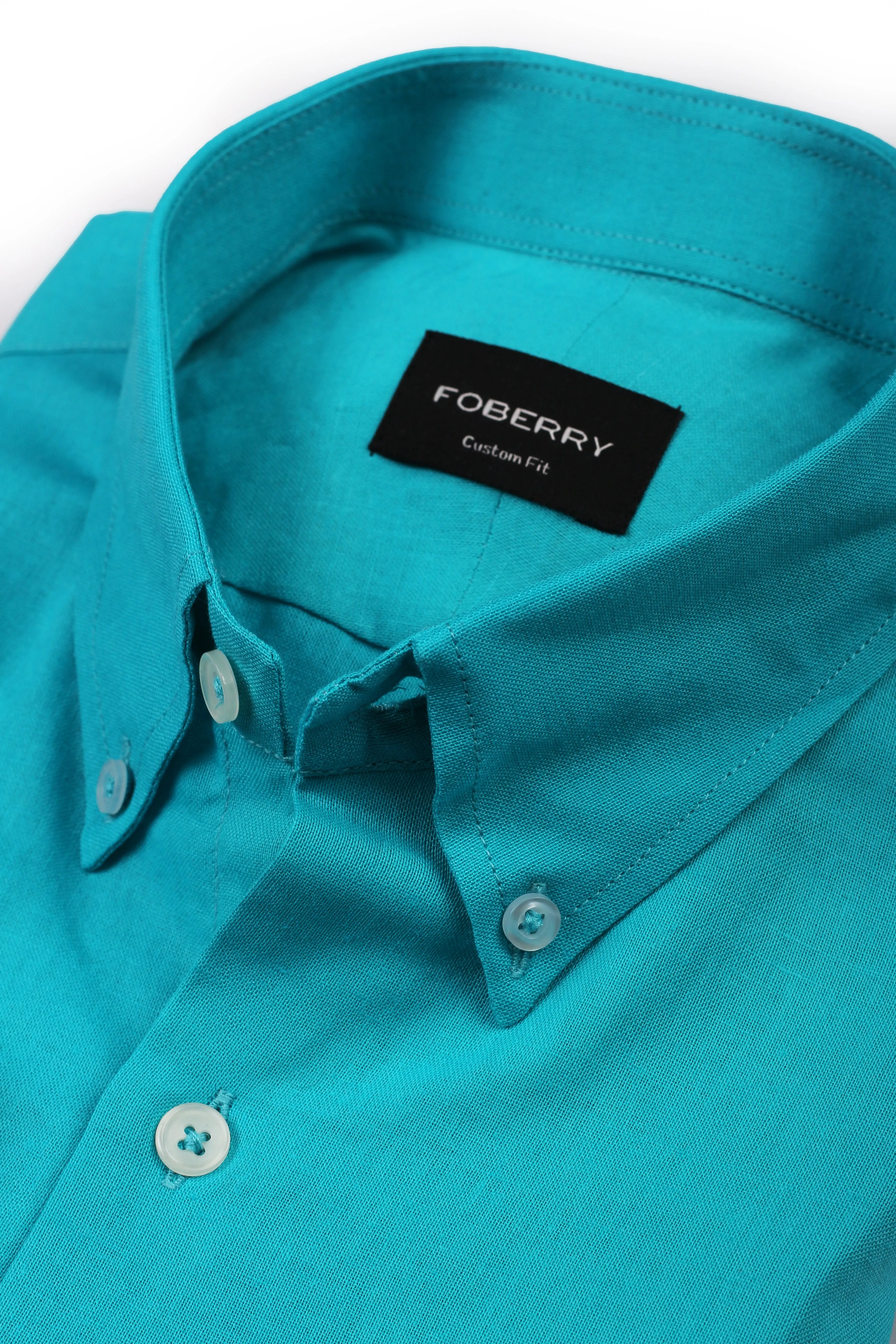 Turquoise Blue Italian Linen Shirt