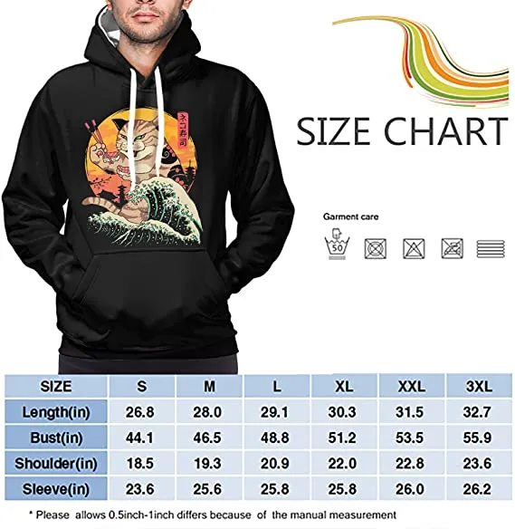 Unisex Funny Sushi Cat Graphic Casual Hooded Sweatshirts