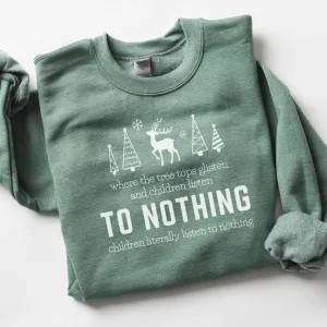 Where the Tree Tops Glisten and the Children Listen to Nothing Crewneck Sweatshirt